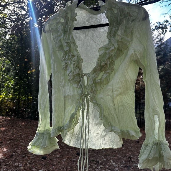 Y2K vintage ruffle tie front top - Picture 7 of 10